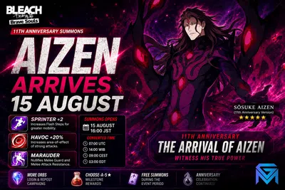 Bleach: Brave Souls Bleach Brave Souls 11th Anniversary Aizen Arrives  news image