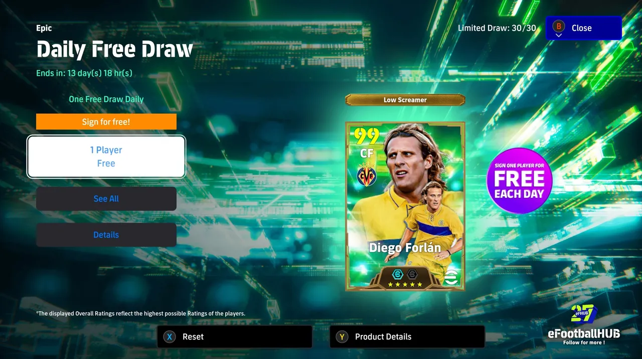 Epic Diego Forlan Card