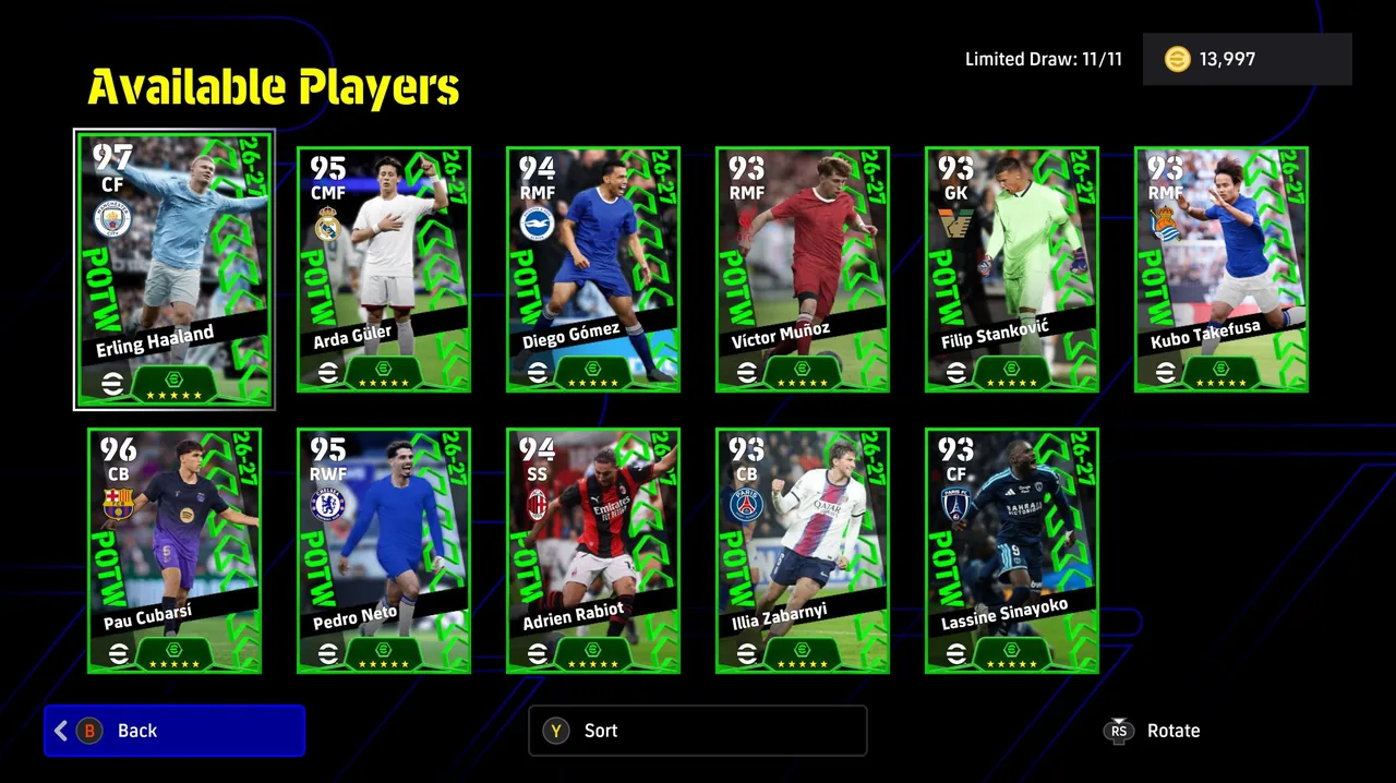 POTW Worldwide 22 Oct '26 Available Players