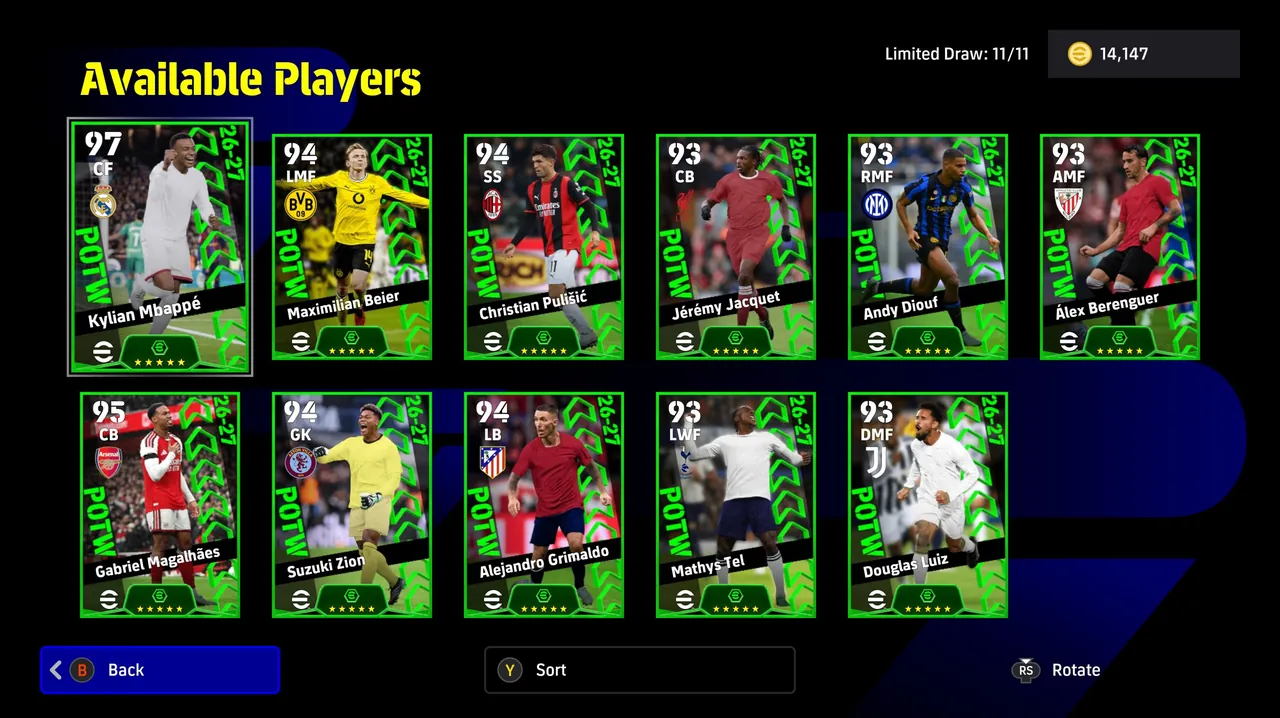 POTW Worldwide 29 Oct '26 Available Players