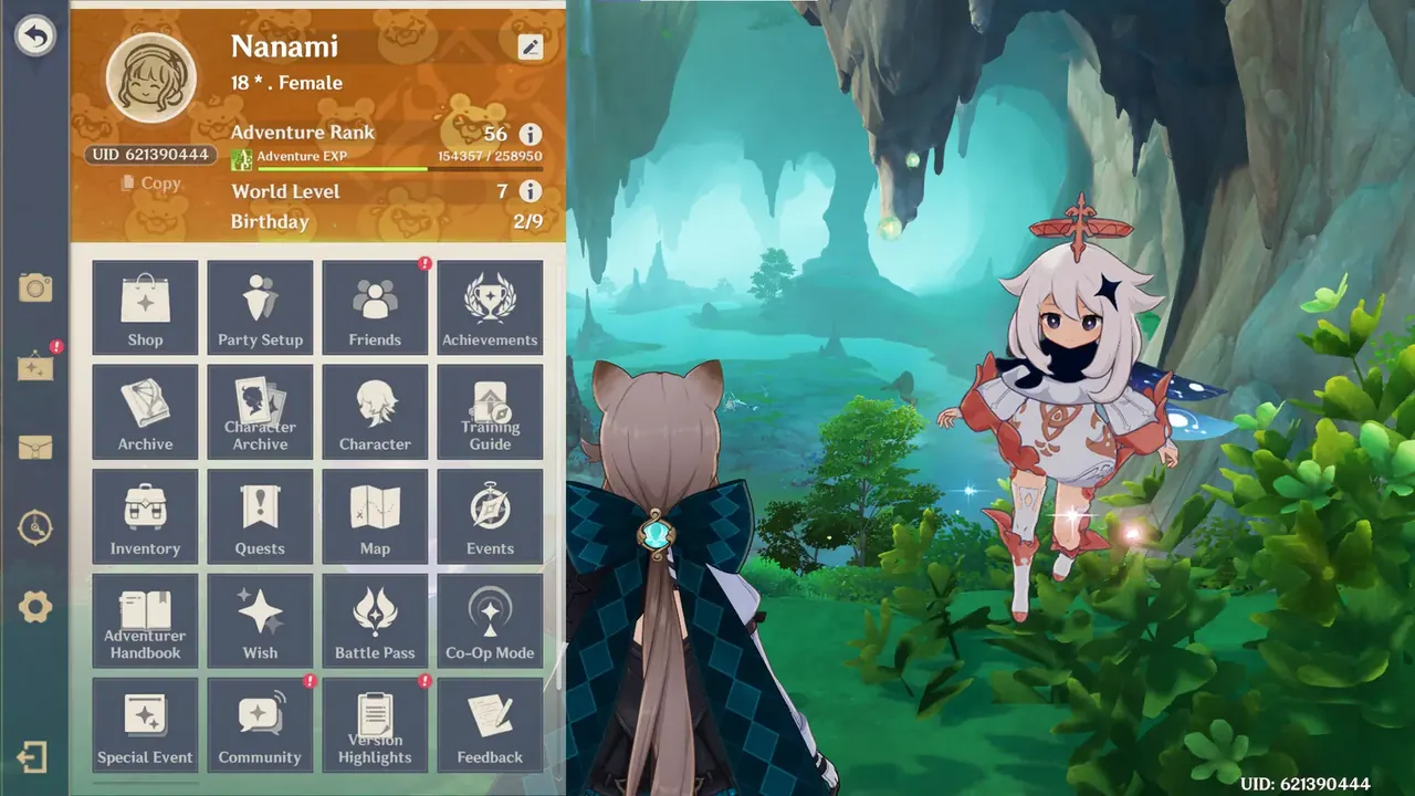 Original Resin counter and Adventure Rank in Genshin Impact