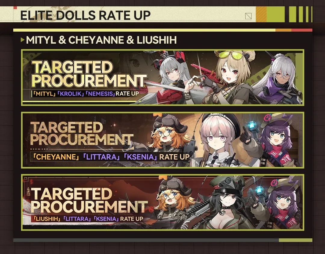 GFL2 Amber Reel of Moonlight: Mityl Kit, Banners and Event Dates