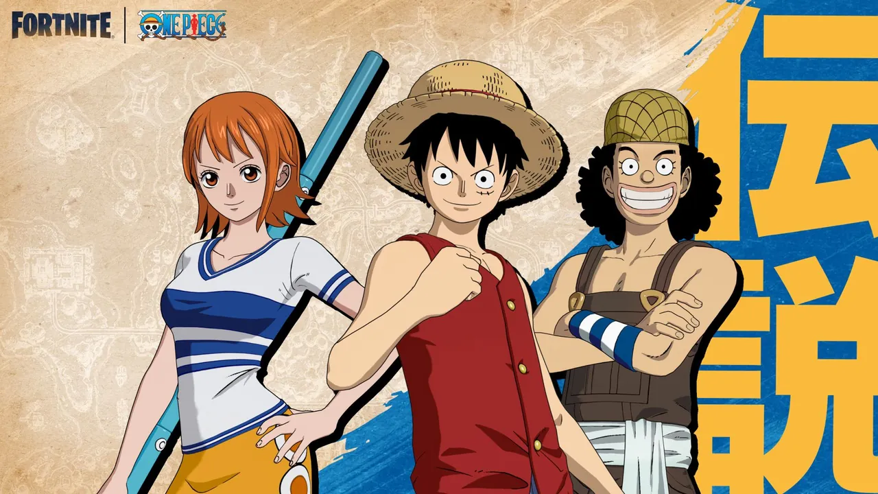 Fortnite x One Piece Characters Monkey D. Luffy, Nami and Usopp