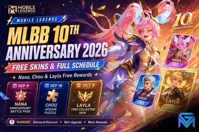 Mobile Legends: Bang Bang MLBB 10th Anniversary 2026: Free Skins and Full Sc news image