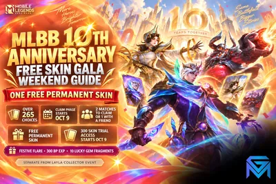 Mobile Legends: Bang Bang MLBB 10th Anniversary: Free Skin Gala Weekend Guid news image