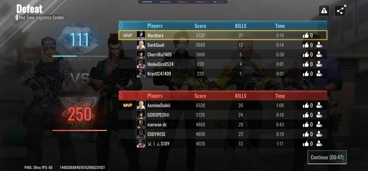 Kill feed Blood Strike di pojok layar menampilkan nama pemain yang mengeliminasi lawan