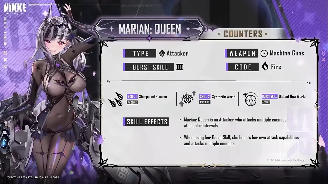 NIKKE PROFILE - Marian: Queen