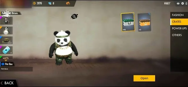 Pet Box Free Fire di menu Vault bagian Crates
