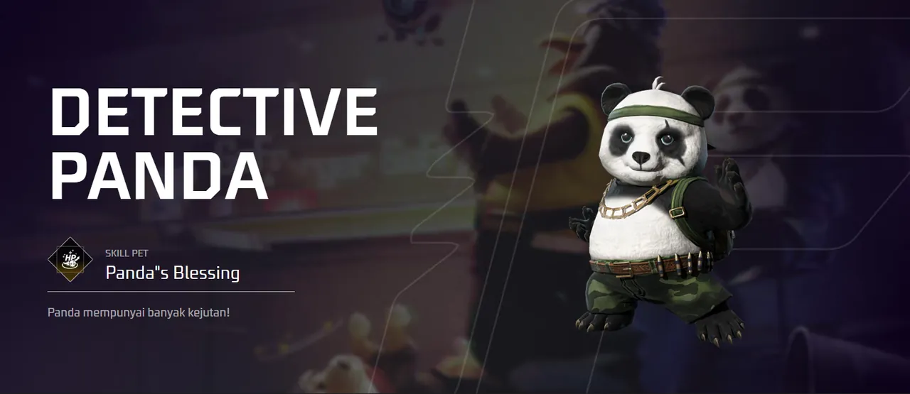Detail skill Panda's Blessings milik pet Detective Panda di menu pet Free Fire