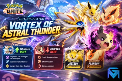 Pokémon UNITE Pokémon UNITE October Patch: Solgaleo Buff & Morpe news image