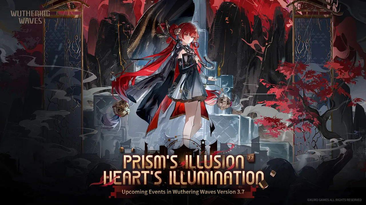 Poster Wuthering Waves versi 3.7 Prism's Illusion, Heart's Illumination yang menampilkan Suoming.