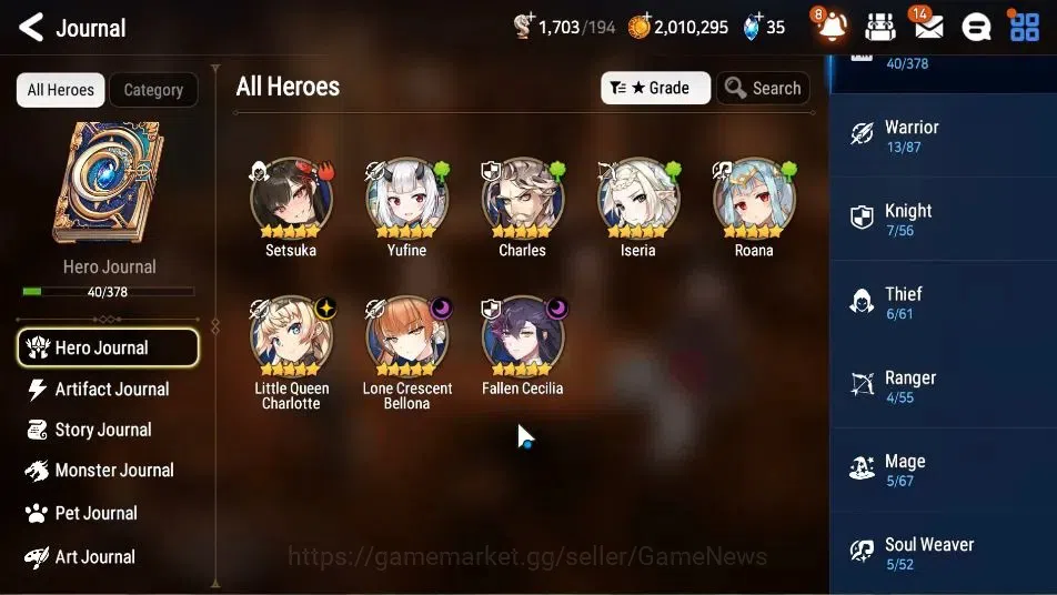 Epic Seven Accounts Starter GLOBAL Unverif|New Era|3 ML(F Cecilia,LC Bellona,LQ Charlotte)+Setsuka,Yufine,Etc|PoH+Bless 6