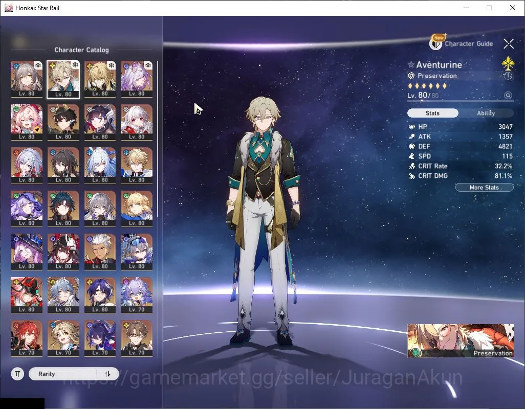 Honkai Star Rail Accounts Mid Game ASIA|TL 70|17 Limited|[Aventurine,Castorice,Hysilens,Rappa,Saber,Etc]+Sign Jingliu 4