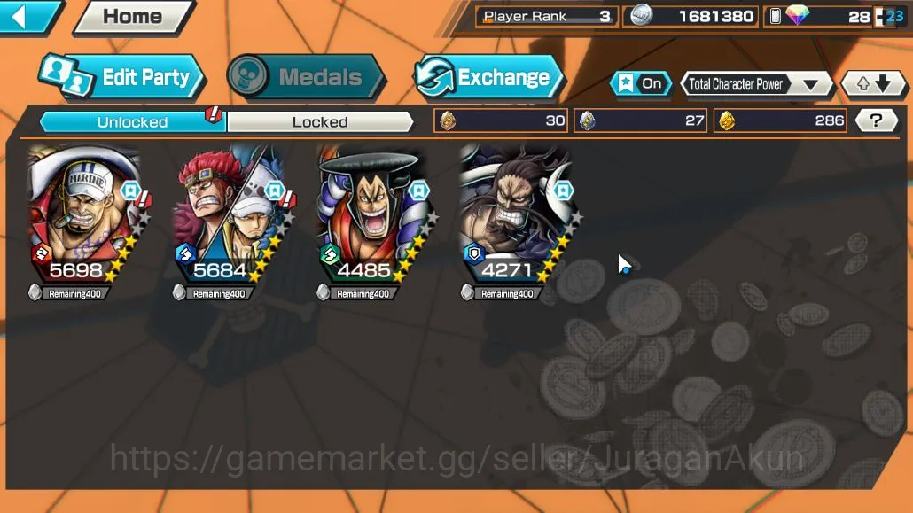 One Piece Bounty Rush Accounts Global| 4 META EX | Navy Sakazuki, Onigashi Kid&La image 4