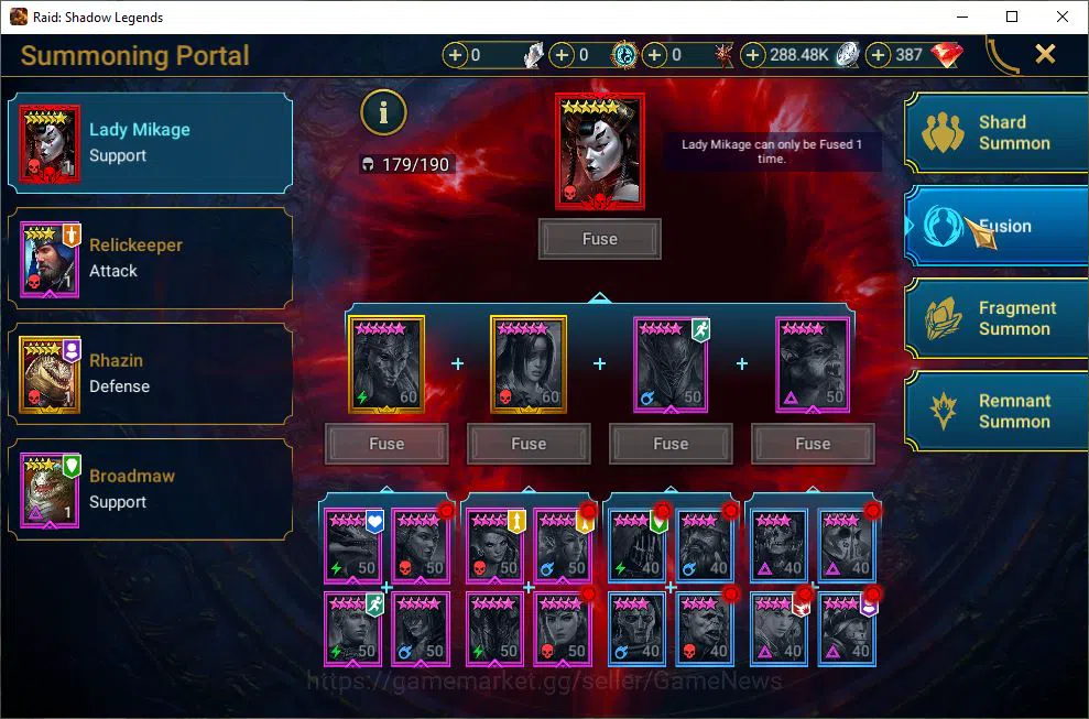 Raid: Shadow Legends Accounts Mid-Game Lv49 1,1M Power|1 Mythic(Kurosa)+28 15