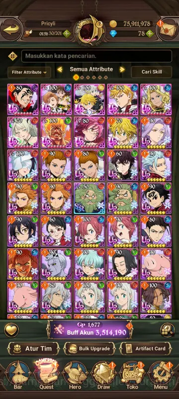 The Seven Deadly Sins: Grand Cross Accounts Midgame Asia |3,5M CC| 2LR + 9UR + Collab TOG