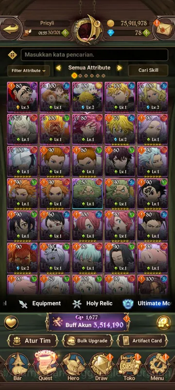 The Seven Deadly Sins: Grand Cross Accounts Midgame Asia |3,5M CC| 2LR + 9UR + Collab TOG 2