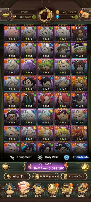 The Seven Deadly Sins: Grand Cross Accounts Midgame Asia |3,5M CC| 2LR + 9UR + Collab TOG 3
