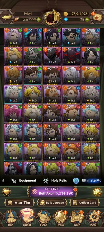 The Seven Deadly Sins: Grand Cross Accounts Midgame Asia |3,5M CC| 2LR + 9UR + Collab TOG 4