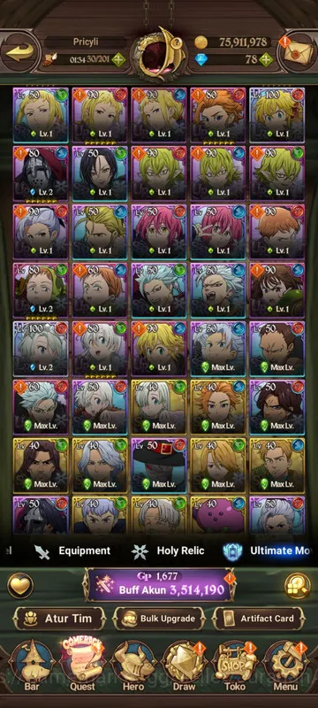 The Seven Deadly Sins: Grand Cross Accounts Midgame Asia |3,5M CC| 2LR + 9UR + Collab TOG 5