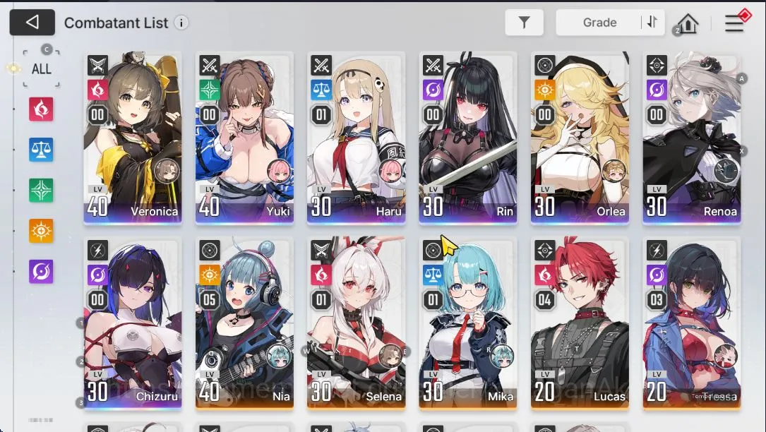 Chaos Zero Nightmare Accounts GLOBAL Lv35|5k Crystal,7 SSR (HaruM1,Chizuru,Yuki,Veronica,Etc)+10 SR(NiaM5,LucasM5,Etc)|19 SR 3