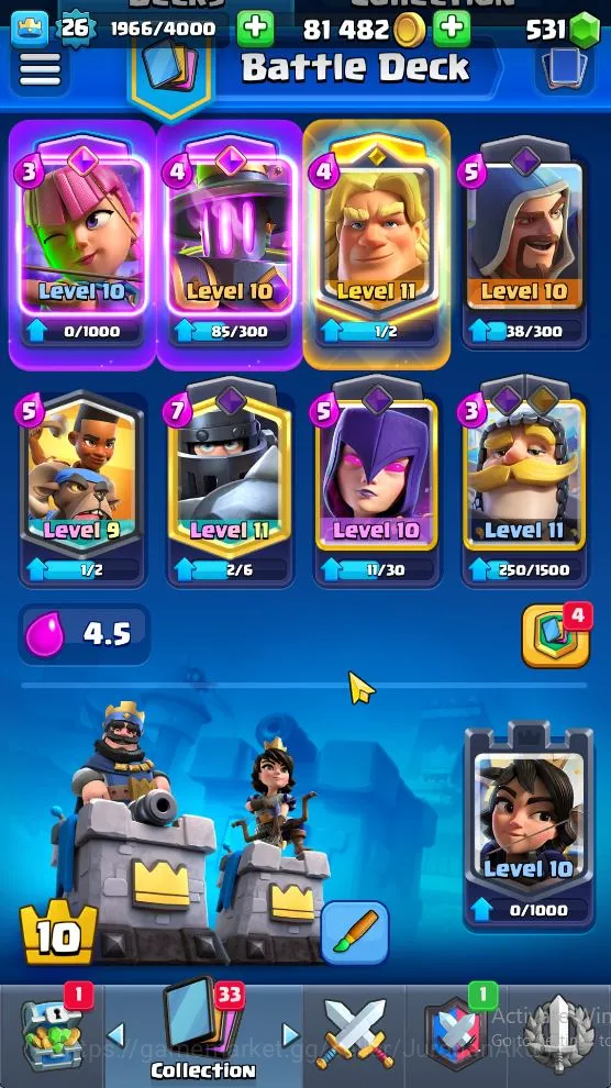 Clash Royale Accounts Lvl 26|Trophy 6102|KTL 10|Limited Skin|Card 92|2 E image 3