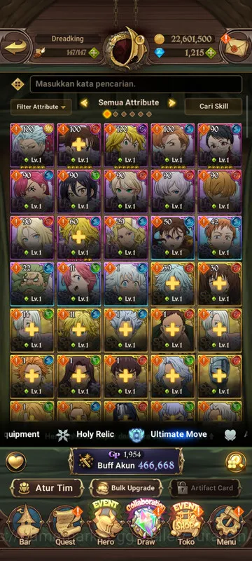 The Seven Deadly Sins: Grand Cross Accounts Starter Global |Best Starter 531K CC 2 UR Diane,DKM,Young Knight Lancelot,GOT 3