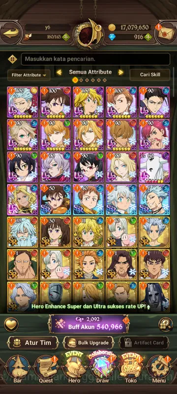 The Seven Deadly Sins: Grand Cross Accounts Starter GLOBAL| 540K CC | Fresh Starter | 2 UR + 916 DM ( Thor, Mael ) | Code 3