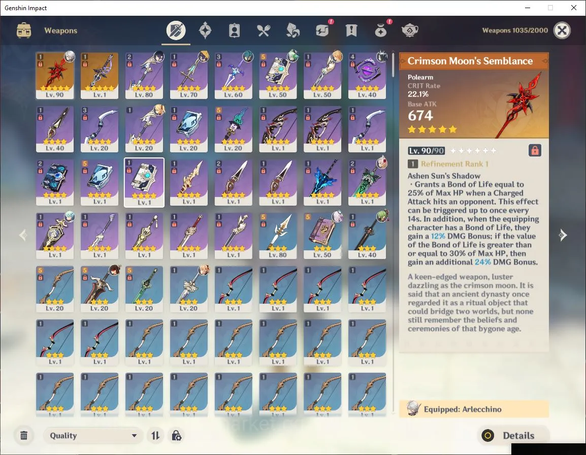 Genshin Impact Accounts ASIA|AR53| 3 Limited + 2 [5 Star's Weapon] Arlecch image 3