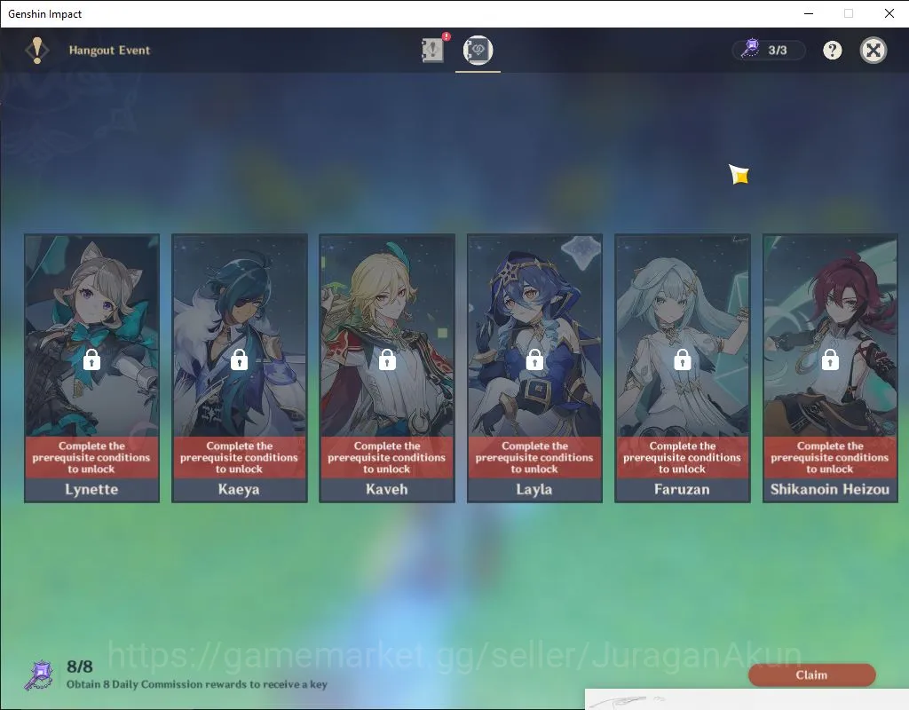 Genshin Impact Accounts Mid Game ASIA|AR 47| 3 Limited |[Arlechino,ZongLi,Kazuha] QIqi,Dehya,Qingqiu|MC Male|Take 10