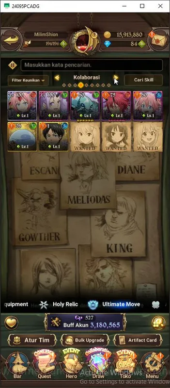 The Seven Deadly Sins: Grand Cross Accounts Midgame ASIA|3,1M CC| 2 LR+5 UR+Many Collabs