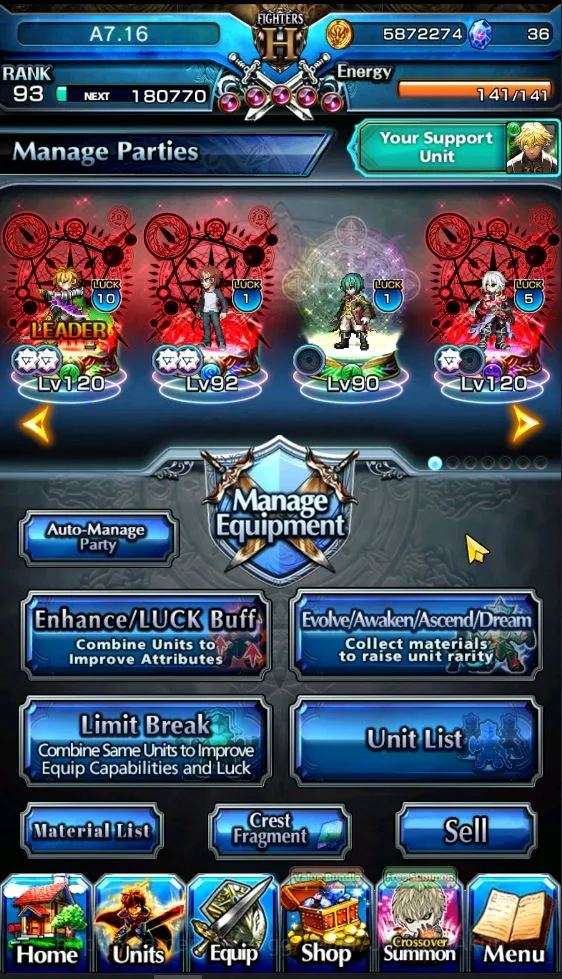 Grand Summoners Accounts Mid-Game [GLOBAL]Rank 93|19 Ascend(WGF+TW,Shirou+TW,Chloe+TW,DLSRimuru+TW,SummerMiyu+TW and 2