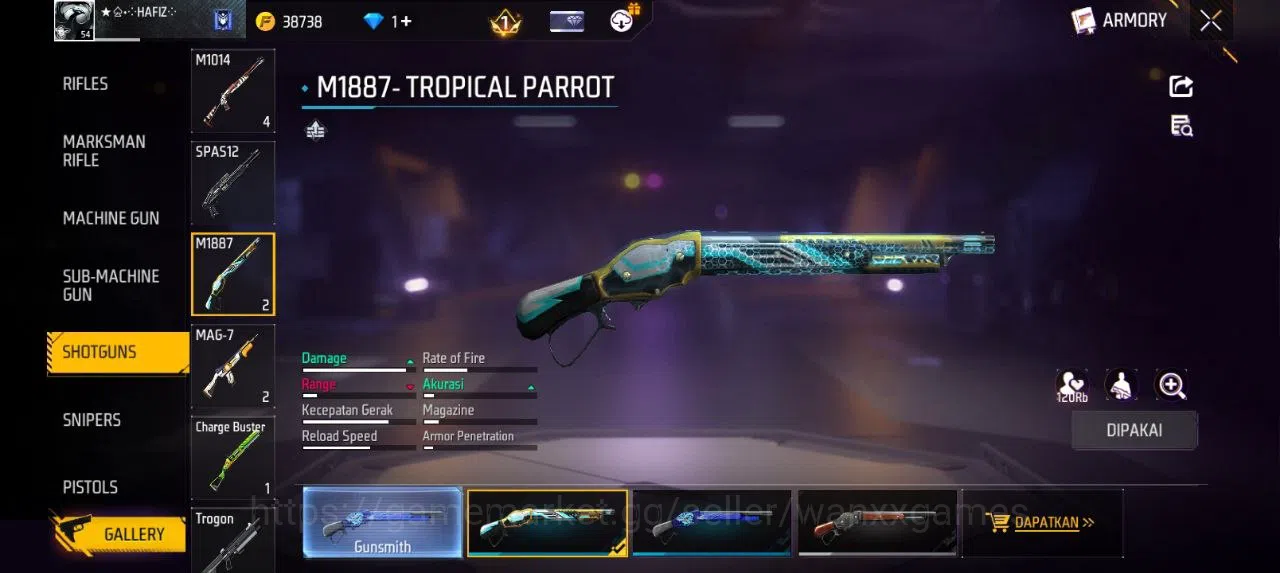 Free Fire Accounts Singapore | AKUN LVL 54 SG TROPICAL PARROT VAULT 55 EMOTE 10 KATANA LOBY 4 TAS 21 WEAPON 94 | W103 4