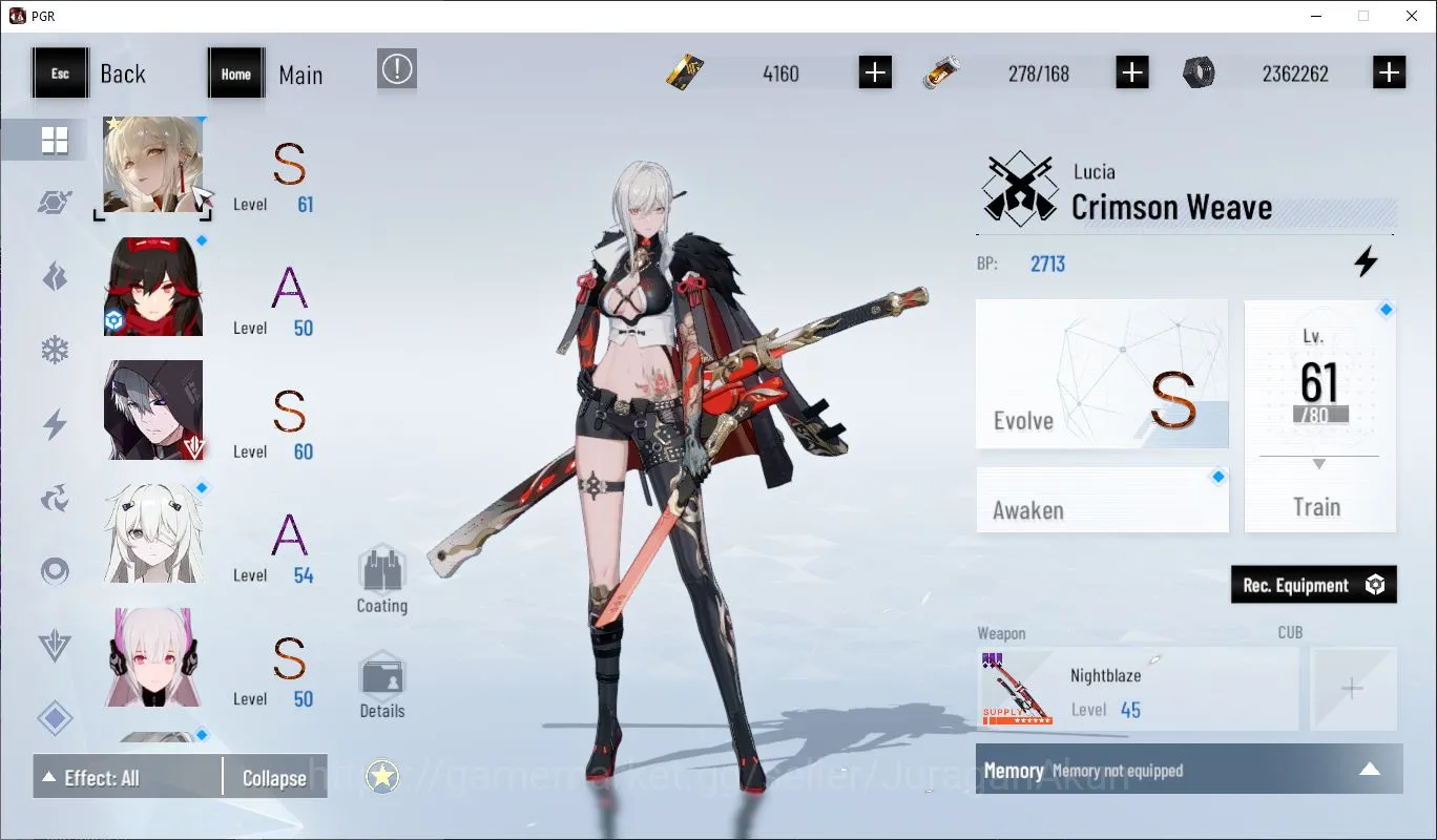 Punishing: Gray Raven Accounts Mid-Game Asia|Best Starter Lucia CW + Sign + 4k BC + 5.4K Blue Card| + Selector On|Chapter 2