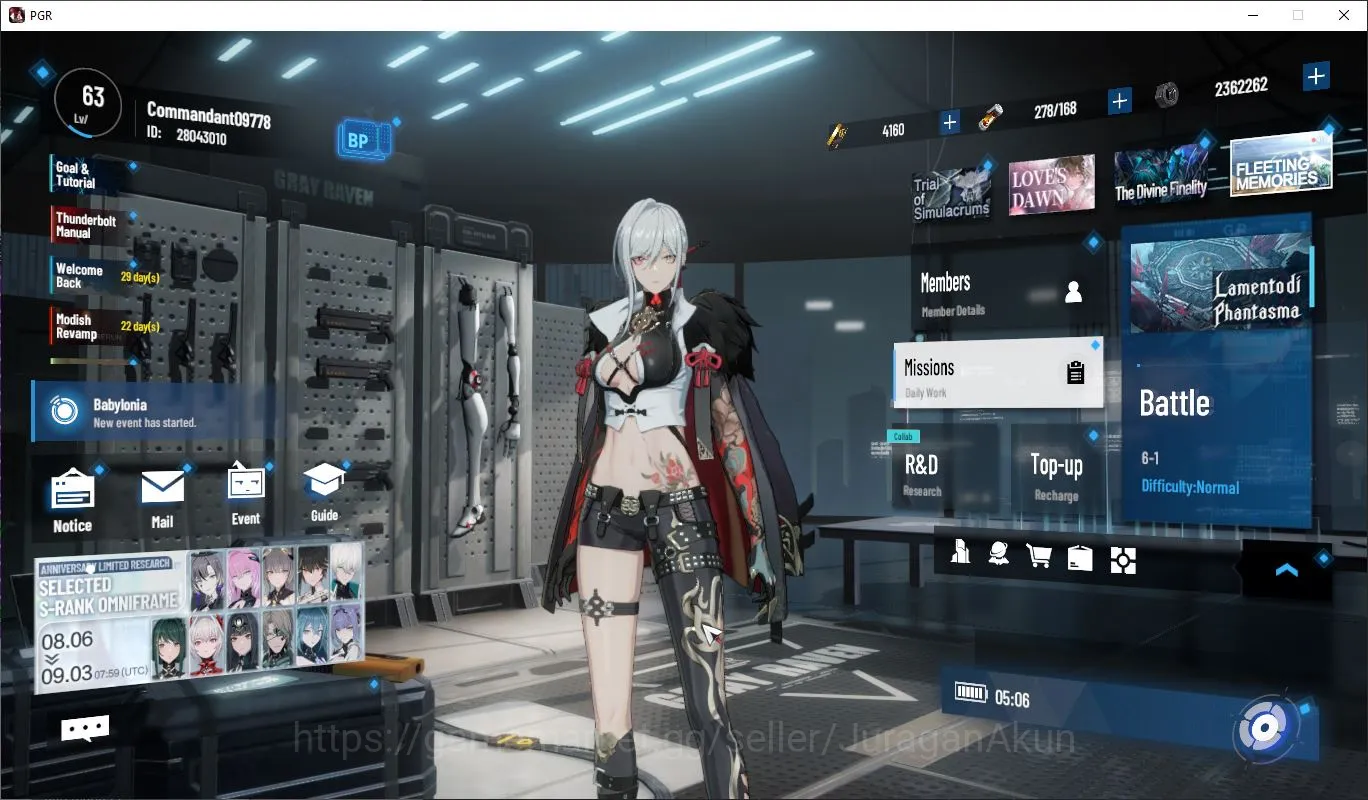 Punishing: Gray Raven Accounts Mid-Game Asia|Best Starter Lucia CW + Sign + 4k BC + 5.4K Blue Card| + Selector On|Chapter 6