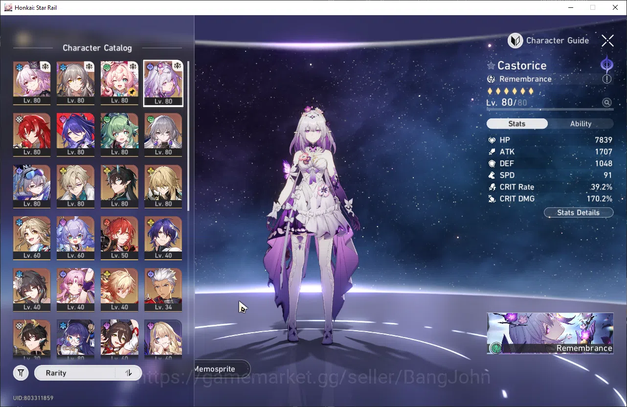 Honkai Star Rail Accounts ASIA | TL 70 | 16 Limit | Prime Team: Castorice + image 2