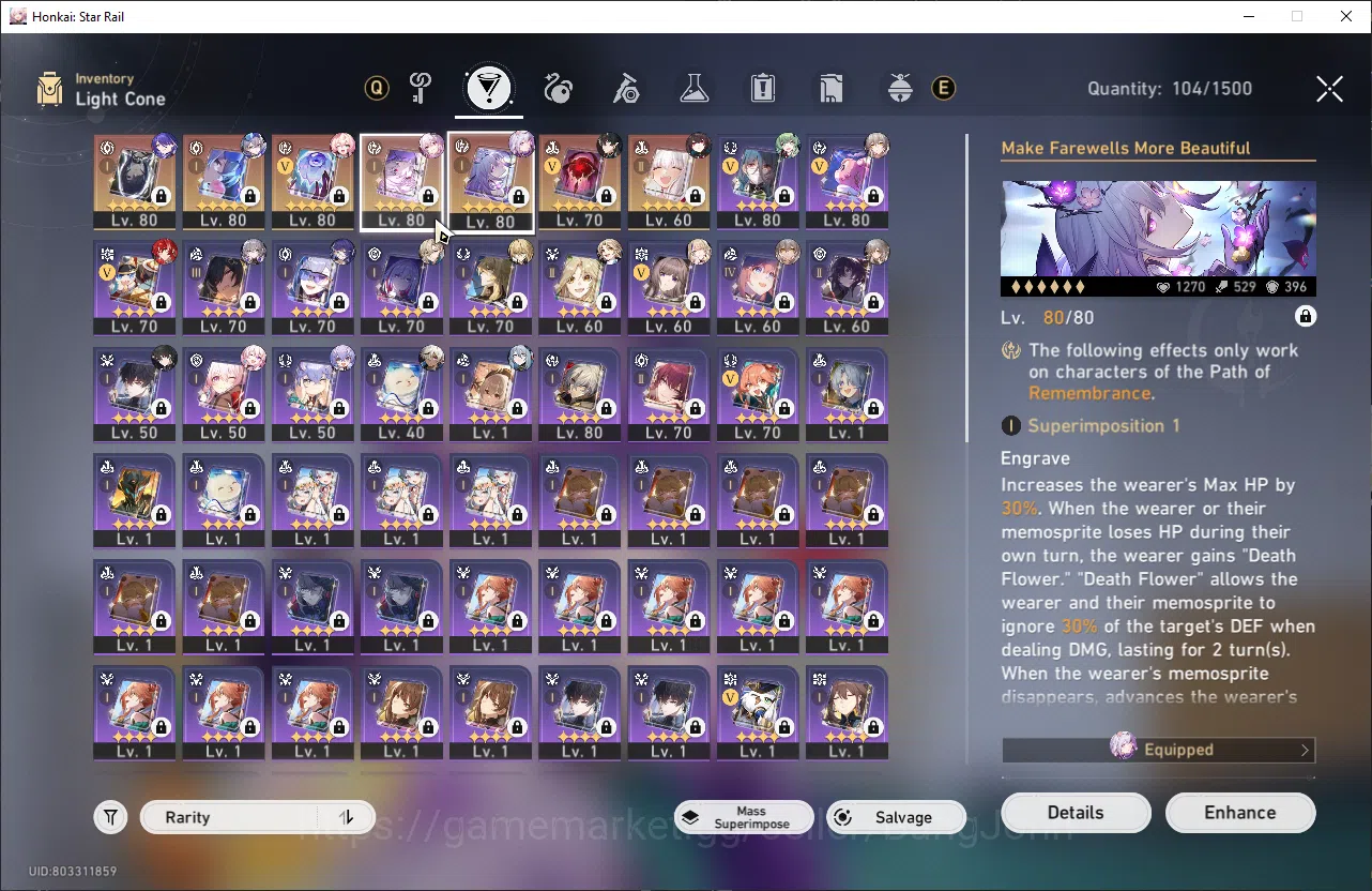 Honkai Star Rail Accounts ASIA | TL 70 | 16 Limit | Prime Team: Castorice + image 9