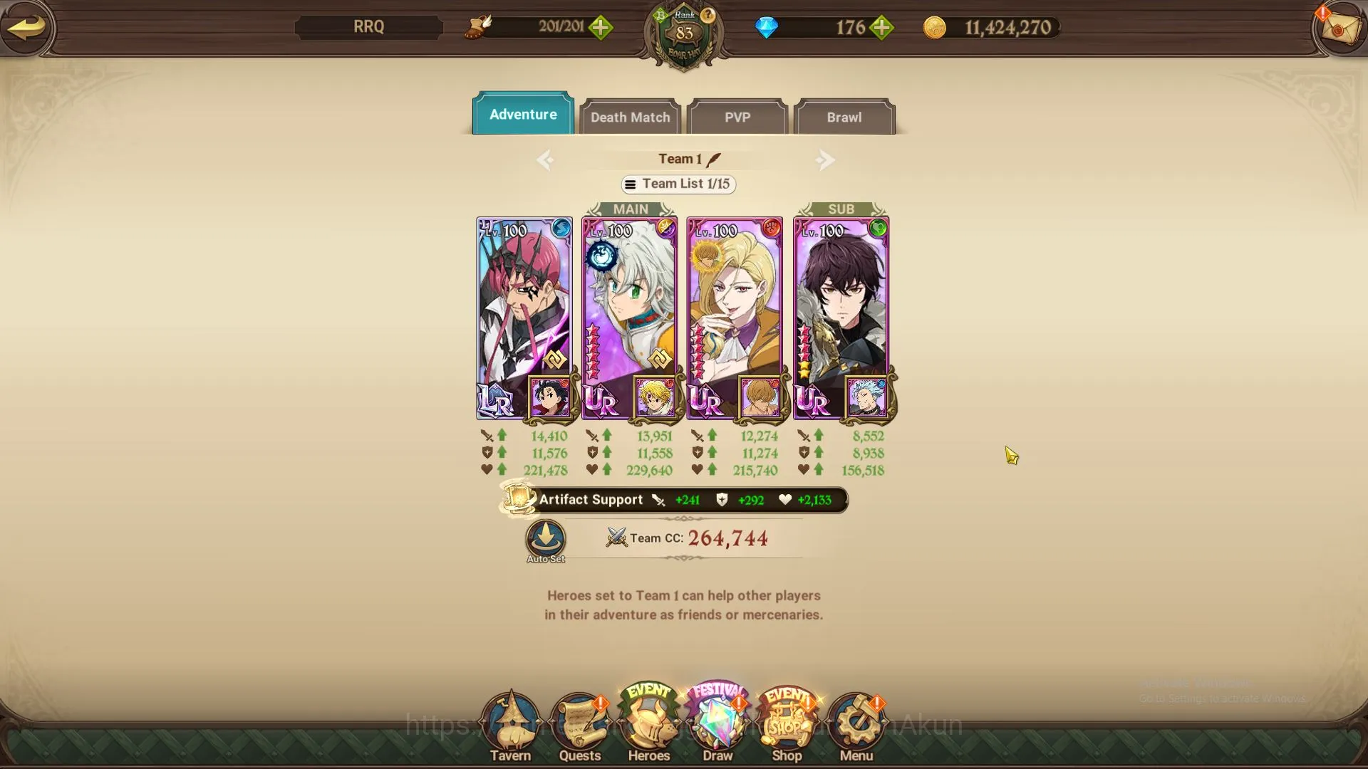 The Seven Deadly Sins: Grand Cross Accounts Midgame ASIA|3,1M CC|3 LR+7 UR+176 4
