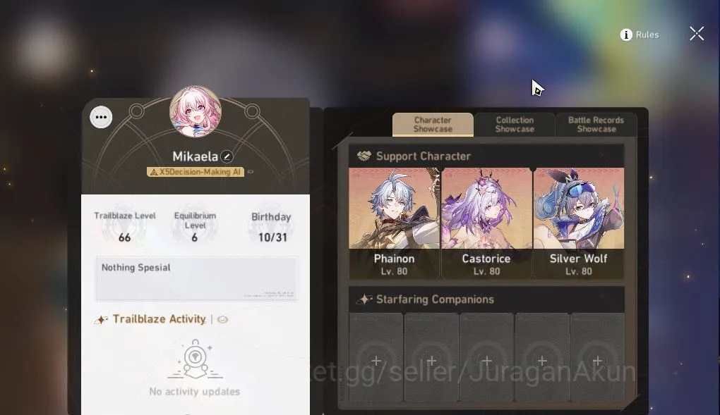 Honkai Star Rail Mid Game ASIA|TL66|8 Limited[Castorice E1+Sign,Black Sawn+S image 1
