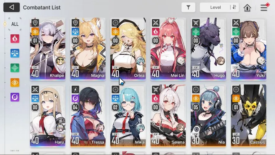 Chaos Zero Nightmare Accounts GLOBAL LV38| 7SSR(KhalipeM1 Magna Orlea Meilin Hugo Yuki Haru)+ 11SR 4
