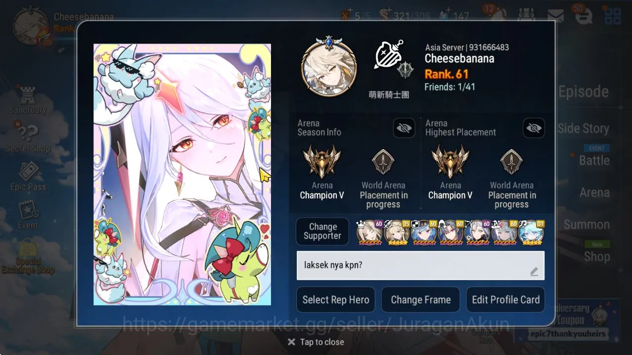 Epic Seven Accounts Mid-Tier Asia Unverif|14ML [Candy,SECeline,NMLuna,etc]Limited 7