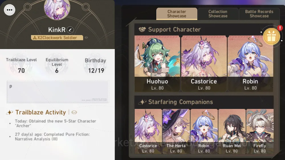 Honkai Star Rail Mid Game ASIA [TL70] 11 Limited (Castorice+Sign,TheHerta+Si image 1