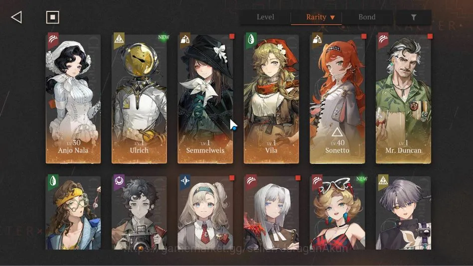 Reverse: 1999 Accounts Midgame GLOBAL Lv 42|Starter|4 *6 Crew 1 Limit(AnjoNala,Semmelweis,Ulrich,Vila)|372 3