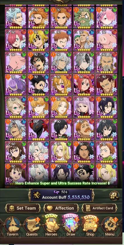 The Seven Deadly Sins: Grand Cross Accounts Asia|5,5M CC|1LR+5UR+Many Collabs|Y.K Lancelot,Ind image 2