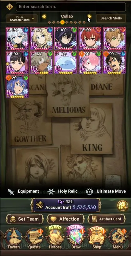 The Seven Deadly Sins: Grand Cross Accounts Asia|5,5M CC|1LR+5UR+Many Collabs|Y.K Lancelot,Ind image 3