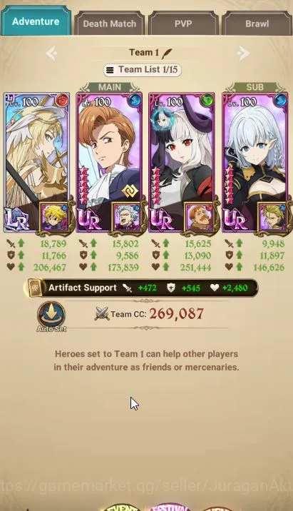 The Seven Deadly Sins: Grand Cross Accounts Asia|5,5M CC|1LR+5UR+Many Collabs|Y.K Lancelot,Ind image 4
