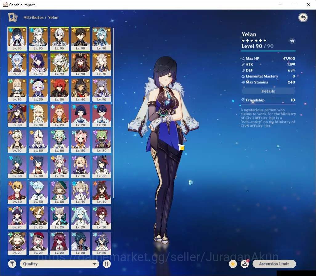 Genshin Impact Accounts ASIA|AR 59|10 Limited+9[5*WP][YelanC1,HuTaoC1,Arle image 3