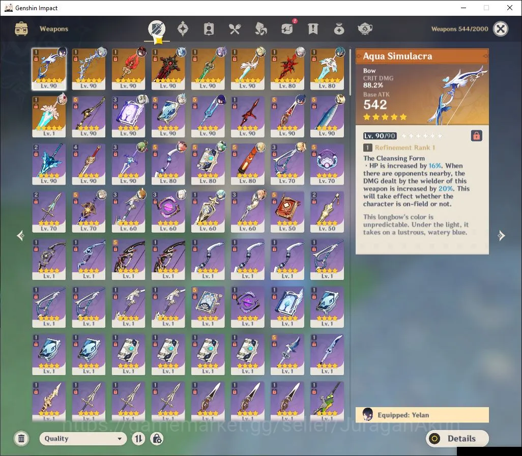 Genshin Impact Accounts ASIA|AR 59|10 Limited+9[5*WP][YelanC1,HuTaoC1,Arle image 4