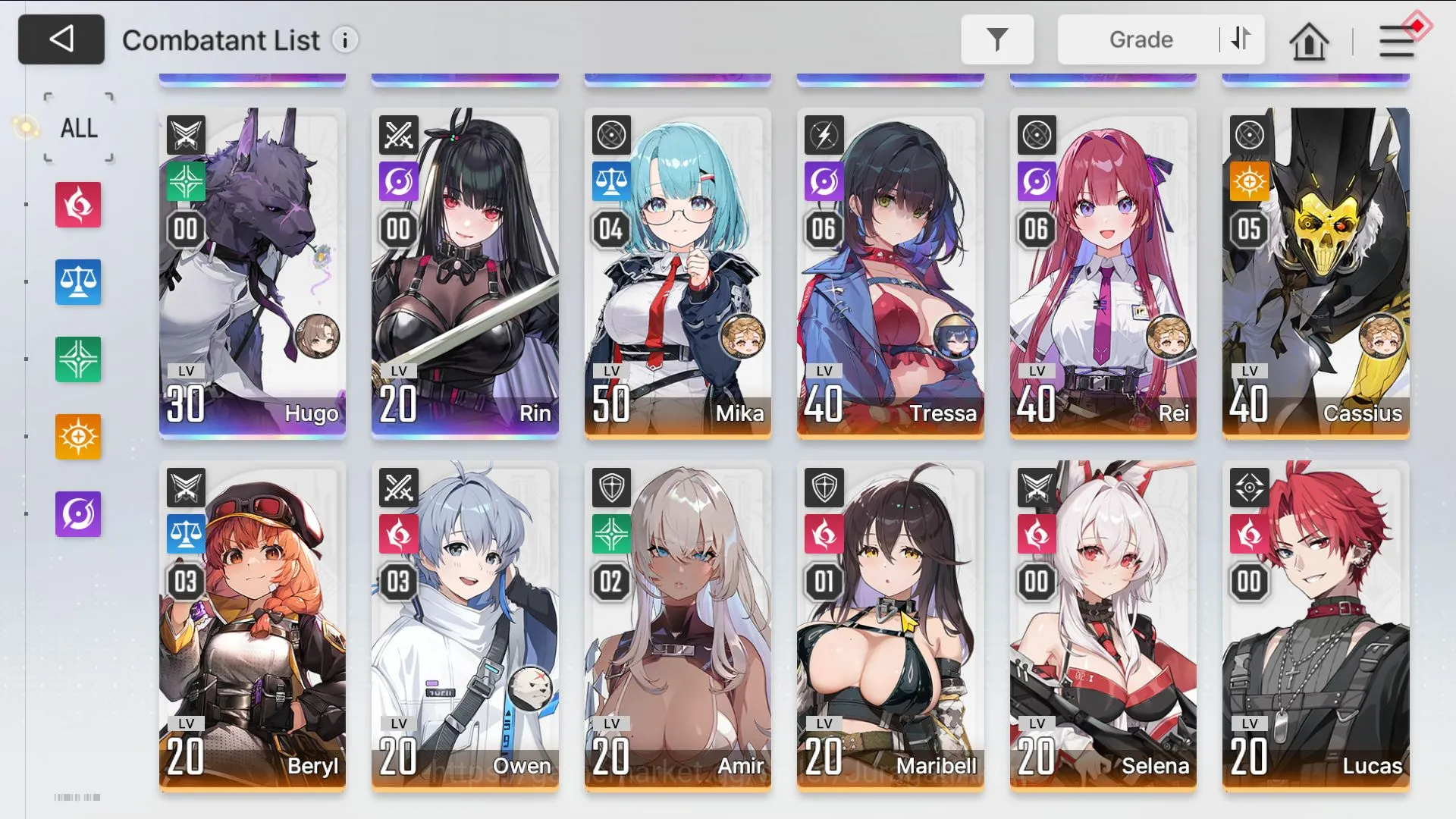 Chaos Zero Nightmare Accounts GLOBAL Lv43|8SSR (Chizuru M2+2 Sign,Khalipe M1,Haru,Renoa M1,Rin)10SR|4K Crystal,Ancor:2 Sign 5