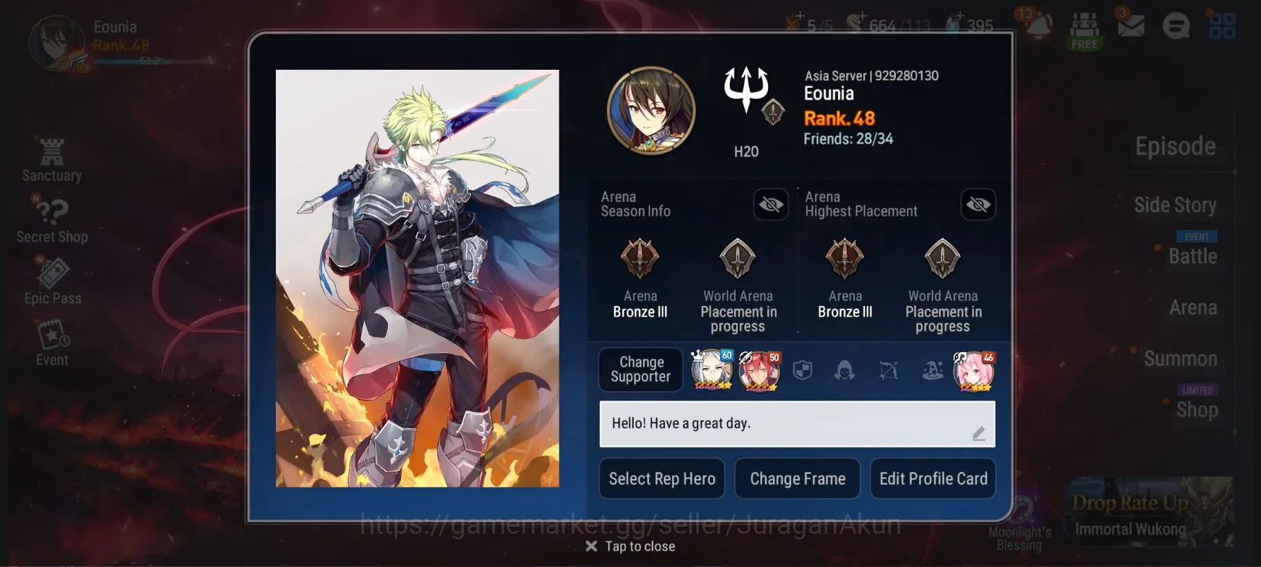 Epic Seven Starter Asia Verif |3ML (FS Tieria,PC Flan,S Tenebria) Bel image 1